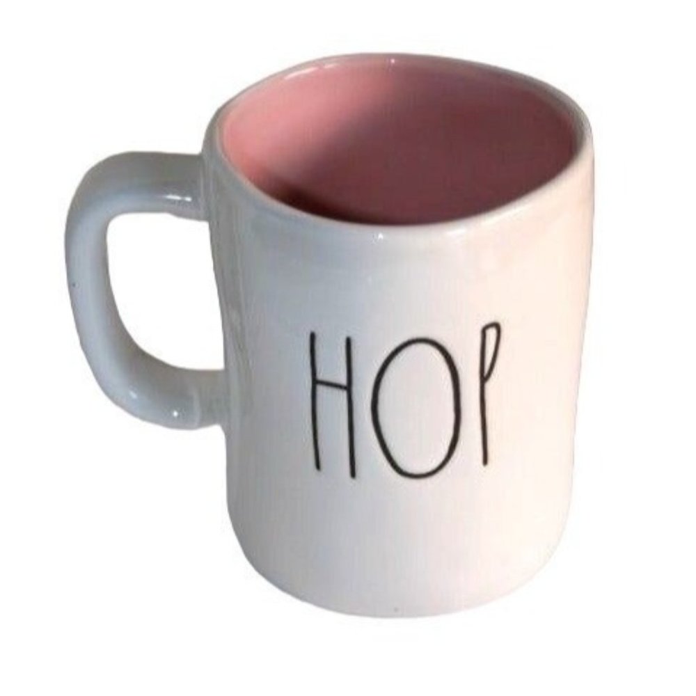 Rae Dunn Artisan Collection Hip Hop Pink White Coffee Cup Mug Tea Farmhouse